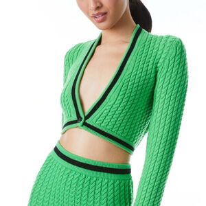 Alice + Olivia Janae Cable Knit V- Neck Sweater, EUC